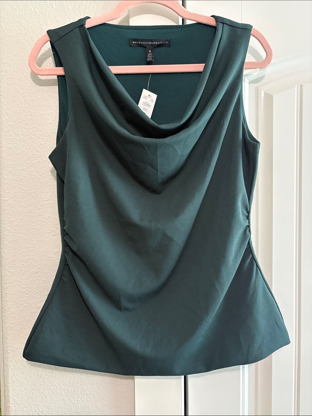 White House Black Market Green Cowl Neck Sleeveless Shell